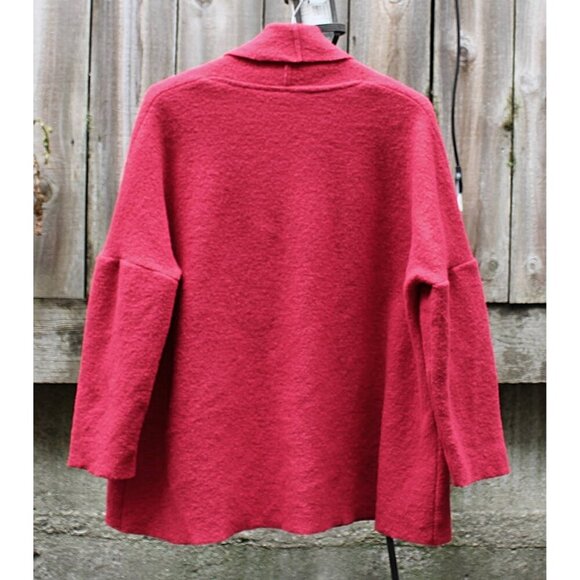 Eva Tralala Paris - Boiled Wool Shawl Collar Jacket - color Red, XL - Picture 3 of 8